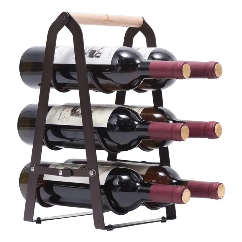 

Металлическая Винная стойка, столешница, 6 бутылок вина, стойка для хранения, отдельно стоящая стойка для винных бутылок, демонстрационная стойка, креативная железная и деревянная стойка