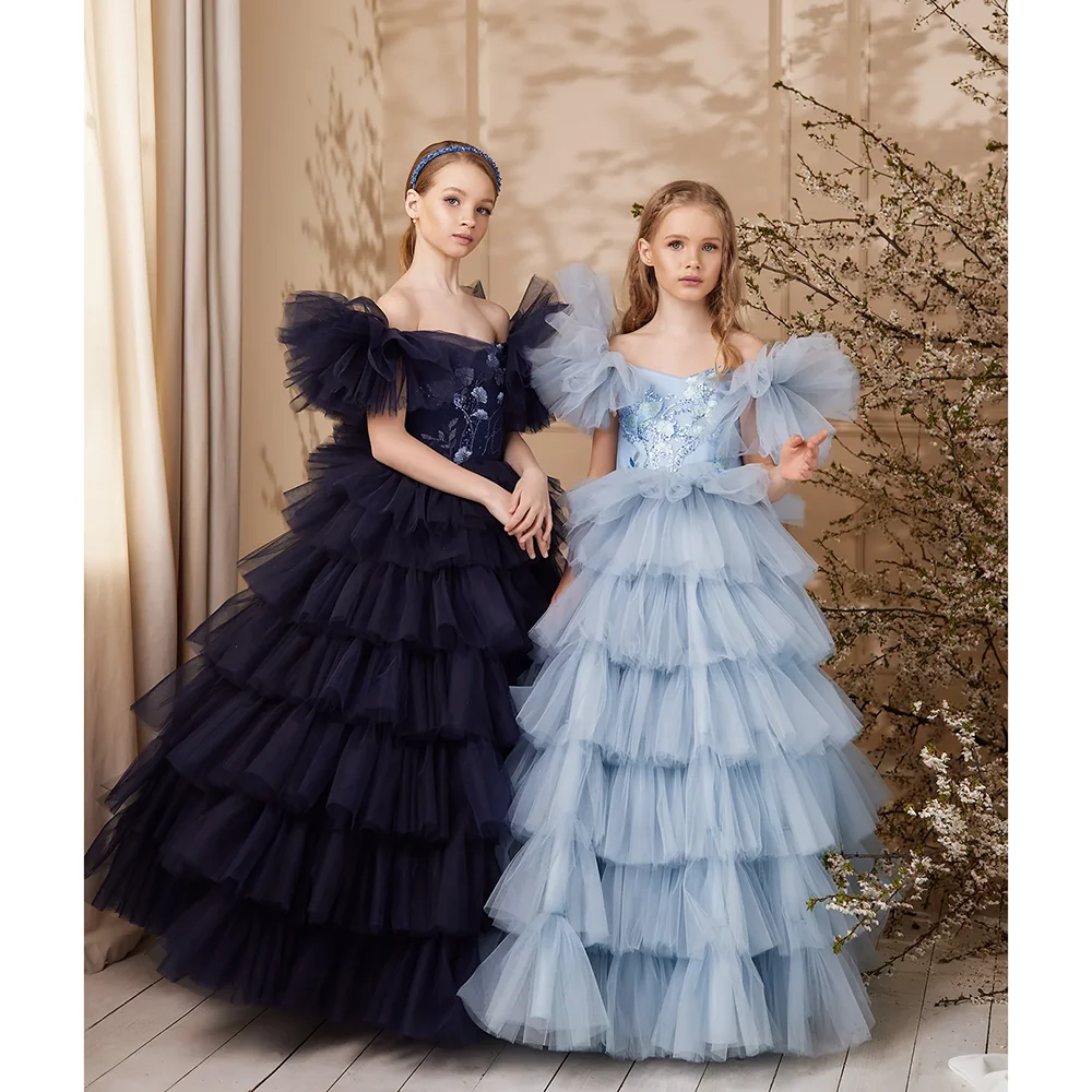 Elegant Shoulderless Sequined Appliques Girl Layered Dresses Fashion Pleat Floor-Length Gowns Pageant Party Wedding Kids Dress
Elegant Shoulderless Sequined Appliques Girl Layered Dresses Fashion Pleat Floor-Length Gowns Pageant Party Wedding Kids Dress