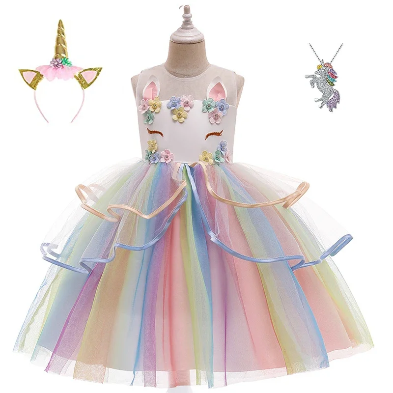 Rainbow Unicorn Dress Costume For Girls Princess Fancy Dress with Headband and Necklace Girls Cosplay Birthday Party Dress up
Rainbow Unicorn Dress Costume For Girls Princess Fancy Dress with Headband and Necklace Girls Cosplay Birthday Party Dress up