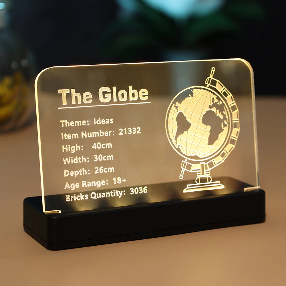 Светодиодный акриловая табличка для строительных блоков The Globe 21332, модель в комплект не входит
Светодиодный акриловая табличка для строительных блоков The Globe 21332, модель в комплект не входит