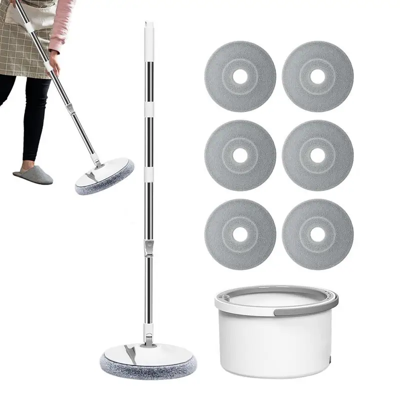 Spinning Mop And Bucket Round Spinning Mopping For Cleaning Single Layer Floor Mop Adjustable Squeezer Mop Set With 6 Mop Pads
Spinning Mop And Bucket Round Spinning Mopping For Cleaning Single Layer Floor Mop Adjustable Squeezer Mop Set With 6 Mop Pads