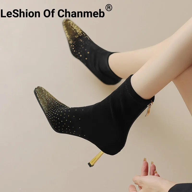 LeShion Of Chanmeb Women Embellish Shiny Golden Crystal Boots Thin High Metal Heel Stretch Boot Ladies Wedding Party Shoes 33-42
LeShion Of Chanmeb Women Embellish Shiny Golden Crystal Boots Thin High Metal Heel Stretch Boot Ladies Wedding Party Shoes 33-42