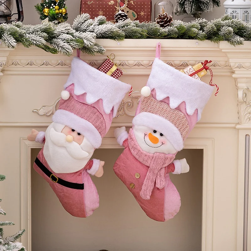 

Christmas Stockings Kid Gift Candy Bag Santa Snowman-Socks Hanging Christmas Tree Ornament