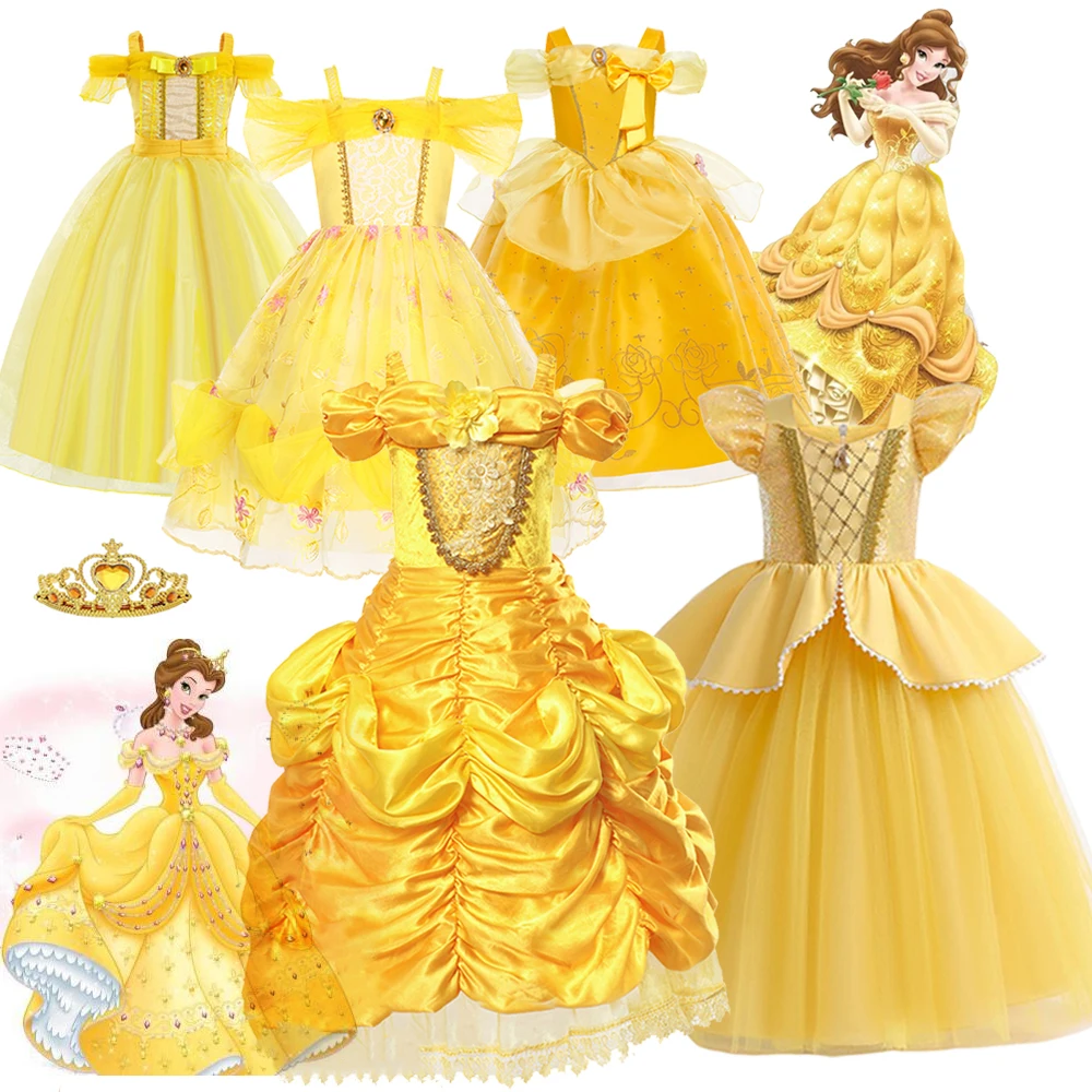 Disney Girls Cosplay Belle Princess Dresses Beauty And Beast Kids Vestidos Party Halloween Magic Stick Crown Children Costume
Disney Girls Cosplay Belle Princess Dresses Beauty And Beast Kids Vestidos Party Halloween Magic Stick Crown Children Costume
