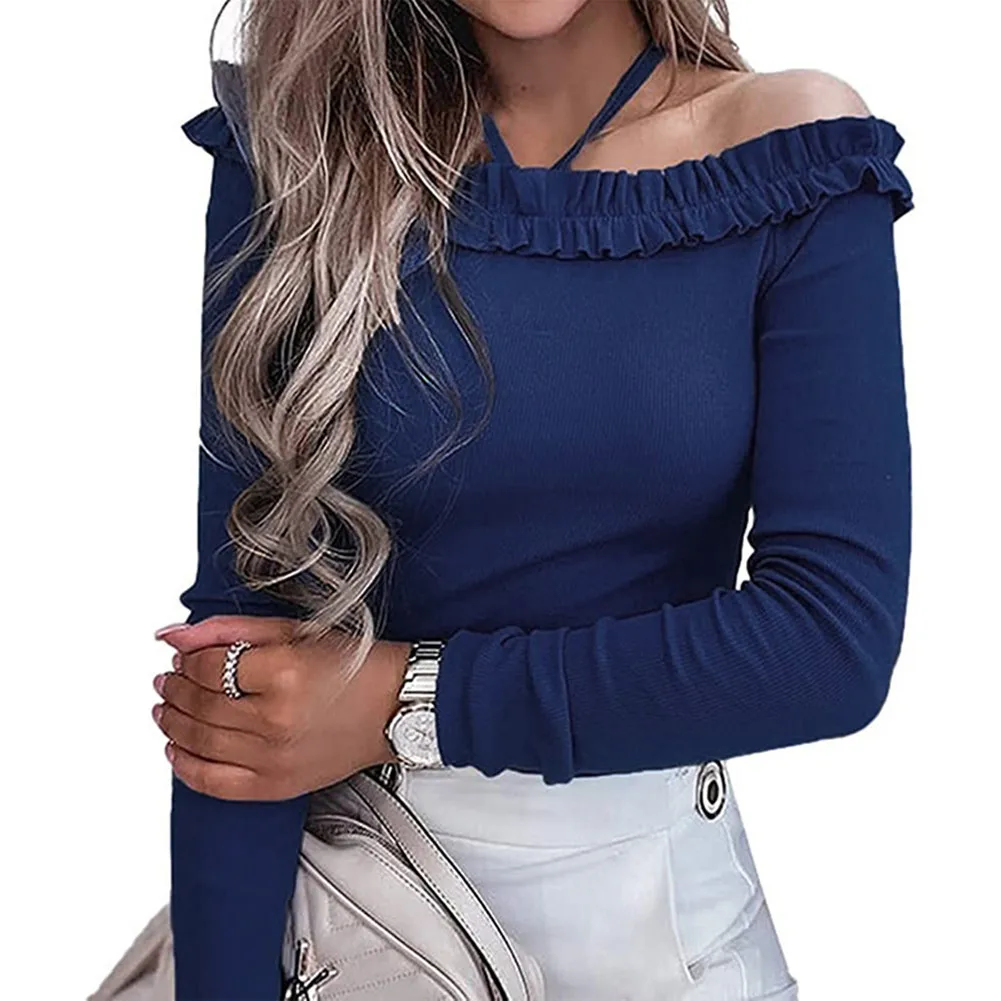 Spring Classic Sexy Off Shoulder Hanging Neck Bodycon Knitted Blouse Knitted Blouse Skin-Touching Versatile Longoing Sleeve Tops
Spring Classic Sexy Off Shoulder Hanging Neck Bodycon Knitted Blouse Knitted Blouse Skin-Touching Versatile Longoing Sleeve Tops