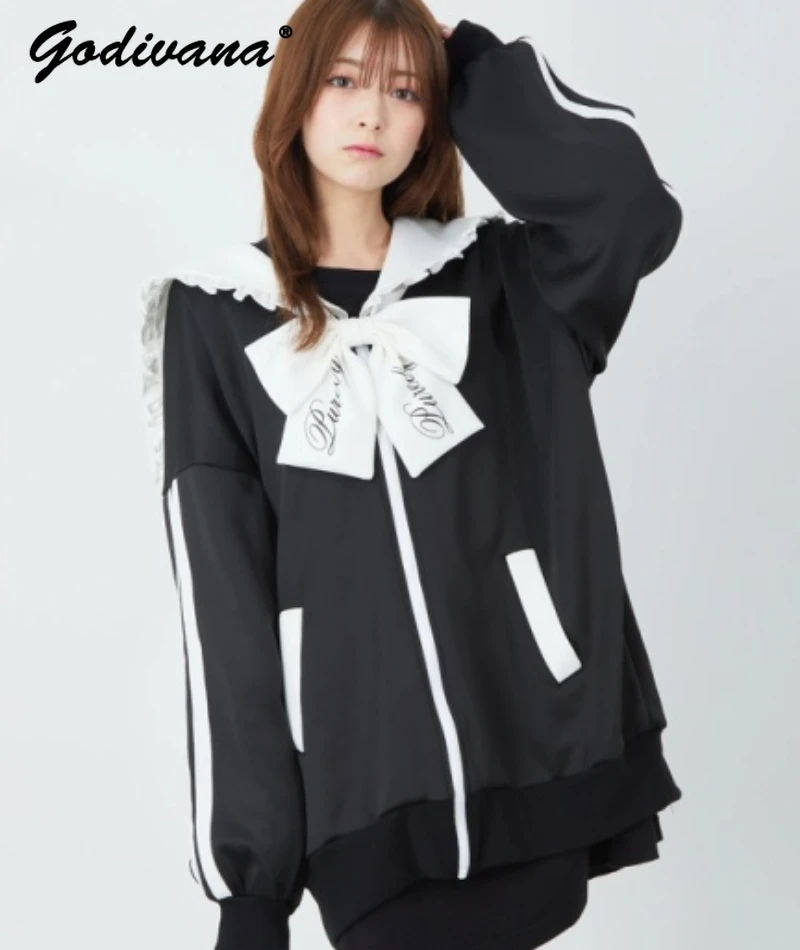 Japanese Style Women's Casual Coats Harajuku Mine Series Loose Hoodies Navy Collar Long Sleeve Mid-Length Sweet Shirt Cardigan
Japanese Style Women's Casual Coats Harajuku Mine Series Loose Hoodies Navy Collar Long Sleeve Mid-Length Sweet Shirt Cardigan