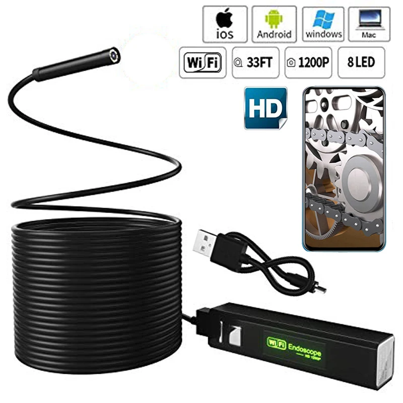1200P Wifi USB Borescope IP68 Waterproof Inspection Camera with Semi-rigid Flexible Cable for Smartphone Wireless Endoscope
1200P Wifi USB Borescope IP68 Waterproof Inspection Camera with Semi-rigid Flexible Cable for Smartphone Wireless Endoscope
