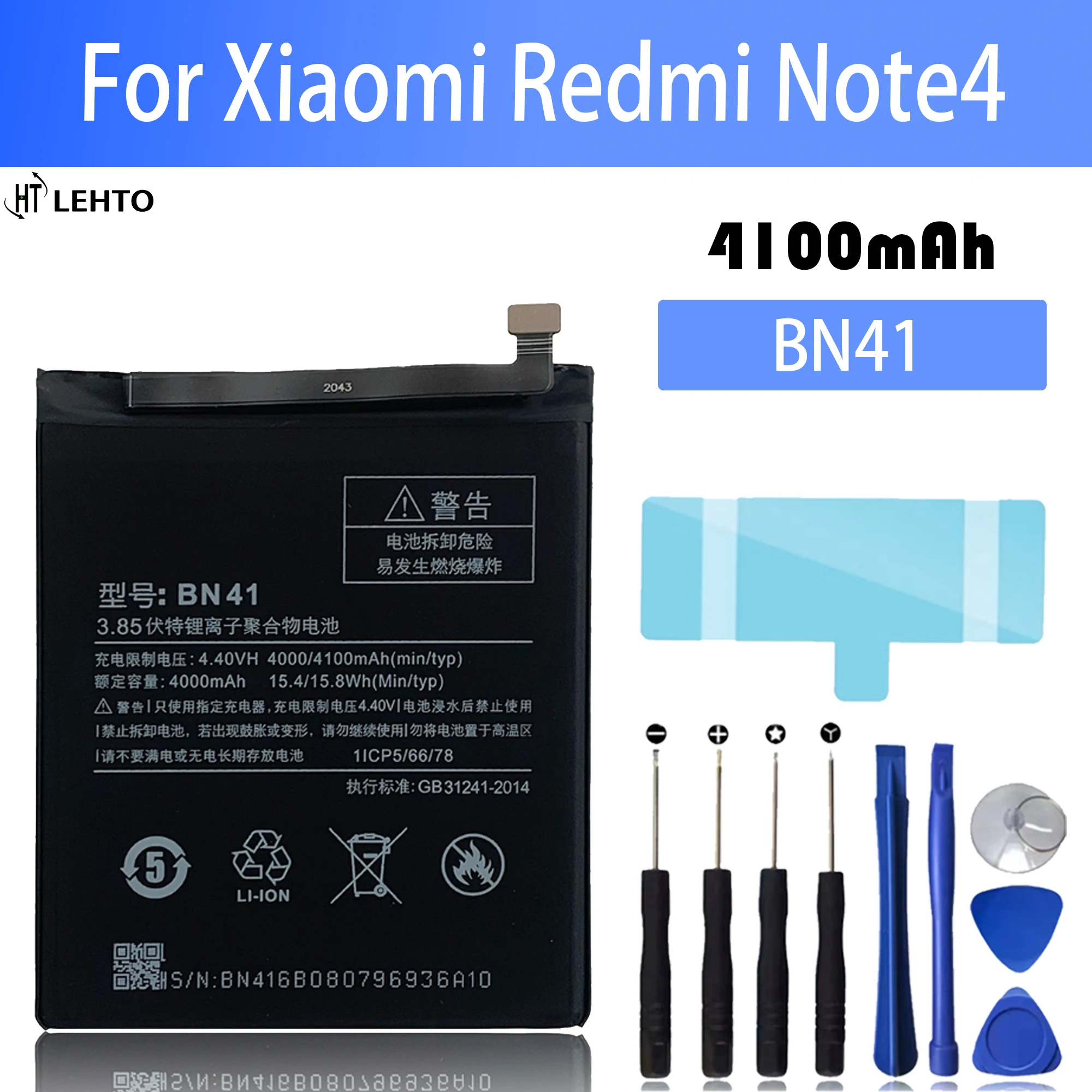 

BN41 BN-41 Battery FOR XIAOMI Redmi NOTE 4 / Note 4X MTK Helio X20 Repair Part Original Capacity Mobile Phone Batteries Bateria