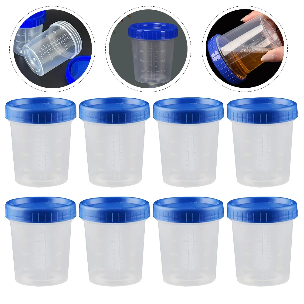 

Мерный стакан с синей крышкой, Градуированный тест 120 мл, контейнер для образцов мочи, стаканы для образцов жидкости
