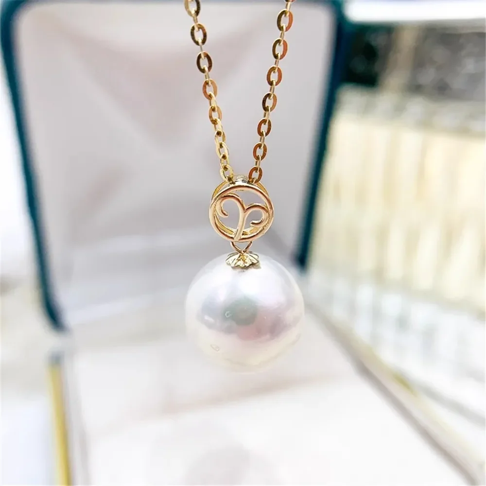 

DIY Pearl Accessories G18K Yellow and White Gold Pendant Empty Holder Fashion Necklace Pendant Holder Women's 9-13mm Round Beads