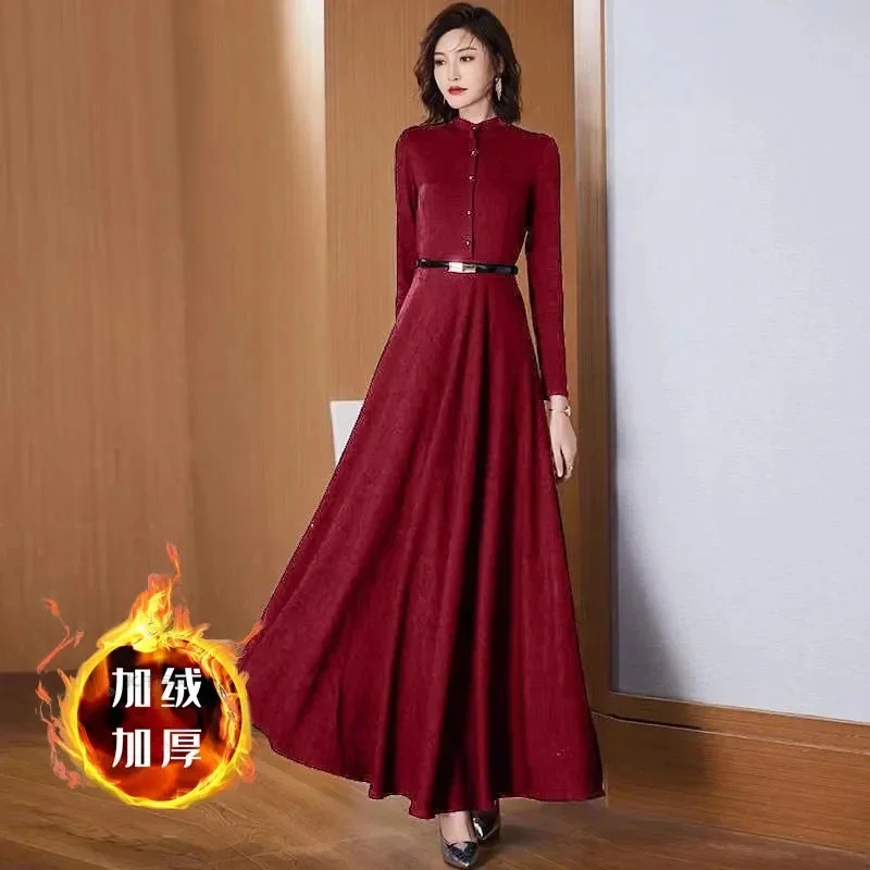 Long Sleeve Dress 2024 Autumn/Winter New Wine Red Waist Thick Style Versatile Long Ankle Swing Dress M302
Long Sleeve Dress 2024 Autumn/Winter New Wine Red Waist Thick Style Versatile Long Ankle Swing Dress M302