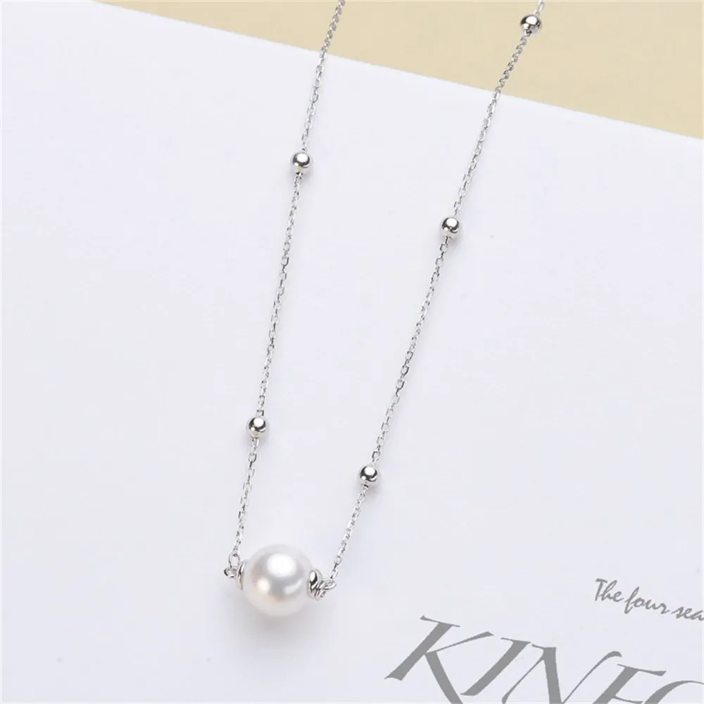 

DIY Pearl Accessories S925 Pure Silver Sky Star Road Pass Pearl Pendant with Chain Fit 8-12mm Round Beads L041