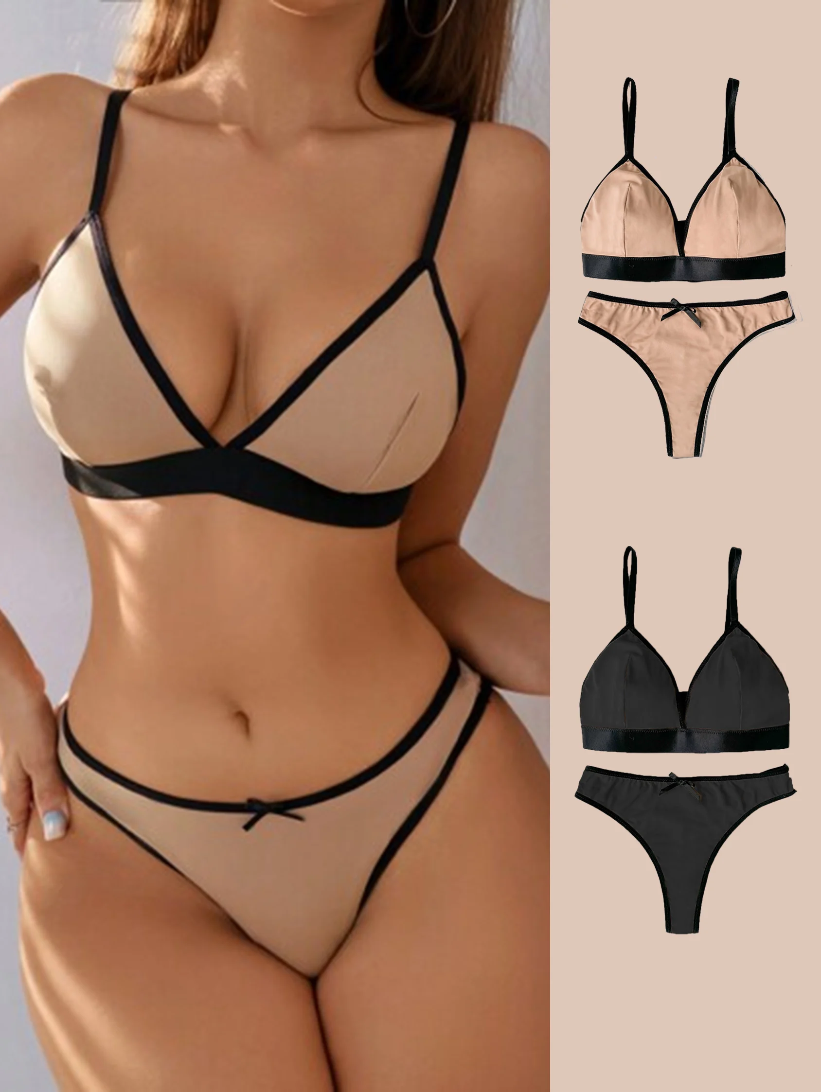 

Women's Underwear & Lingerie& briefs 2024 ,Comfortable Wire Free Bra & Cheeky sexy Thong 2 pack victoria’s secret skim style