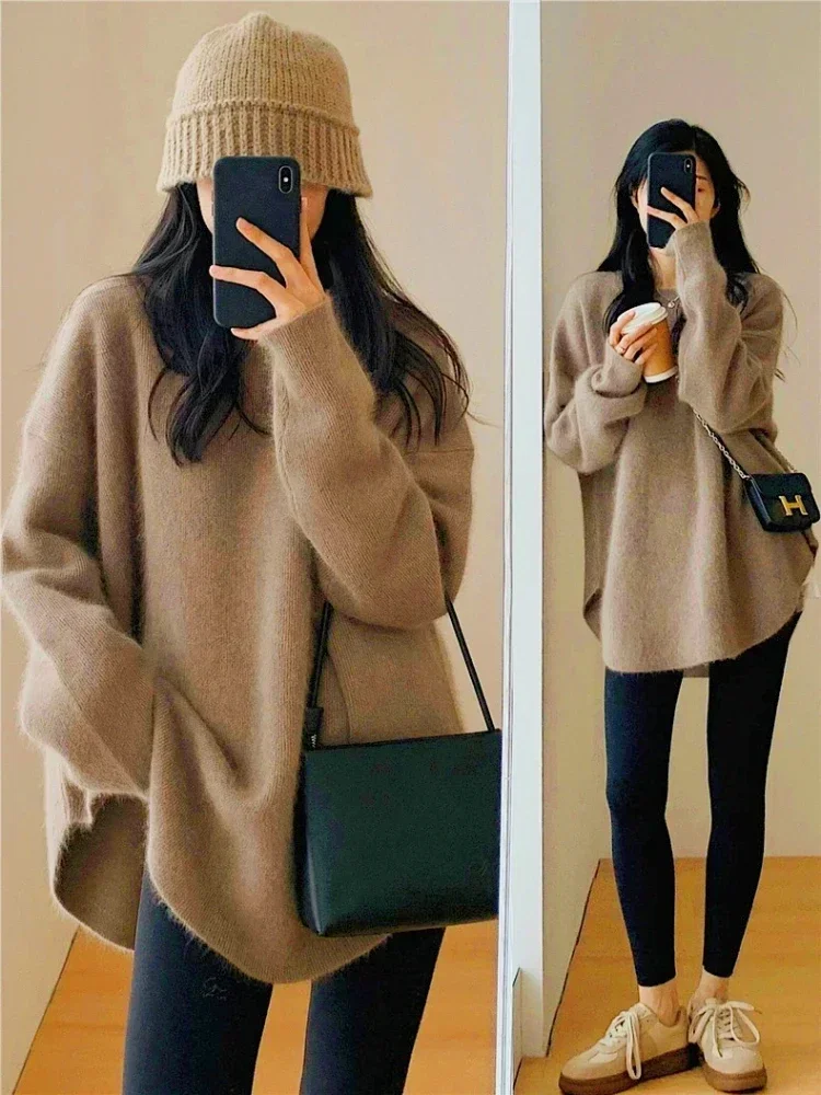 

Autumn Sweater Pullover Commuting Sweaters Winter Women Oversized Sweater Korean Fashion Lazy Inner Lap Tops Long Sleeve Top