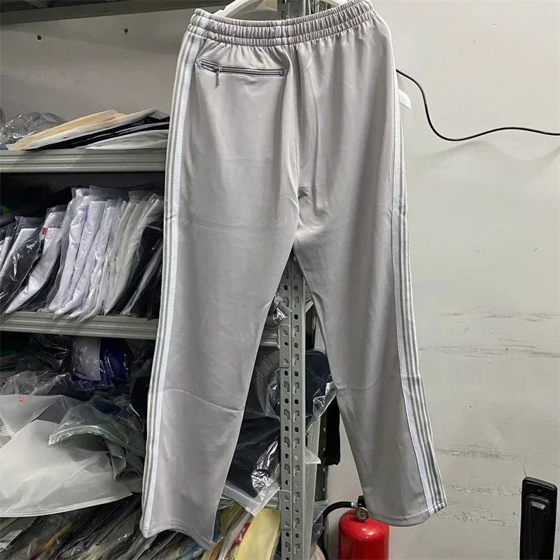 

New Gray Needles Sweatpants Men Women Poly Smooth Track Pants Butterfly Logo Knitted Stripe Trousers y2k joggers