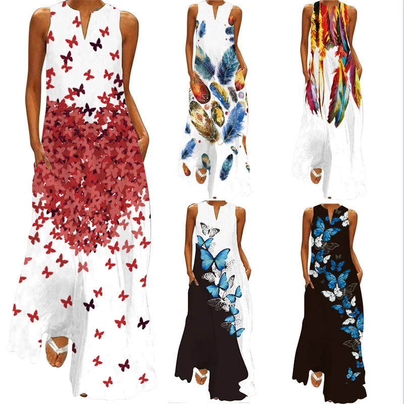 Elegant Print Colorful Long Dress Women Casual Holiday Sexy Sleeveless A-line Dresses Summer Beach Vacation Robe
Elegant Print Colorful Long Dress Women Casual Holiday Sexy Sleeveless A-line Dresses Summer Beach Vacation Robe