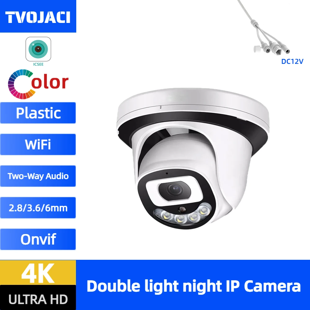 

HD 8MP 4K Wifi ONVIF Wirless Inoor Surveillance Camera Two Way Audio AI Human Detection Color Double Light iCSee H.265X