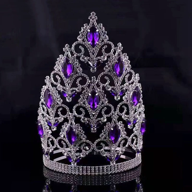 

Luxury Hair Accessories Beauty Women Tiras And Crowns Large Tall Rhinestone Party Crown