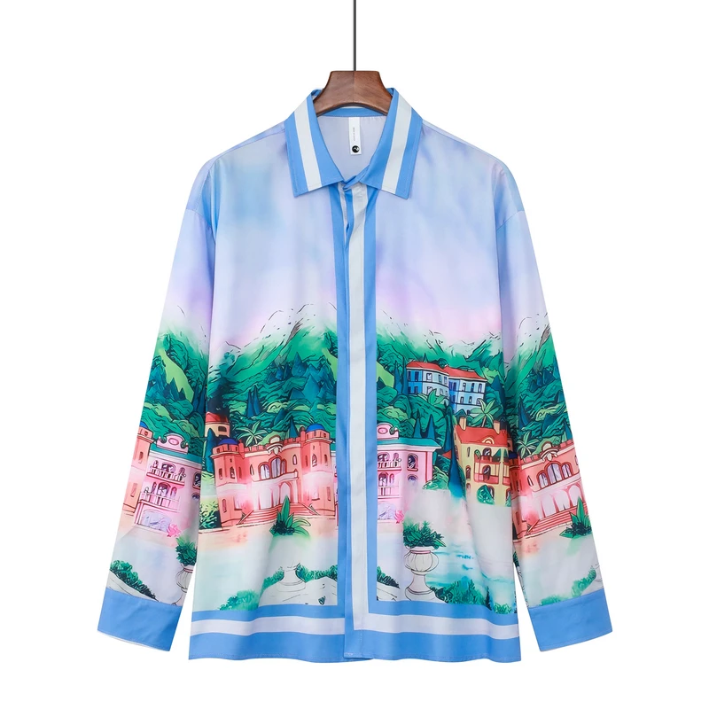 23ss New Casablanca Shirt Manor Mountain Print Long Sleeve Tops Holiday Gradient Casa Hawaiian Shirts for Men Women
23ss New Casablanca Shirt Manor Mountain Print Long Sleeve Tops Holiday Gradient Casa Hawaiian Shirts for Men Women