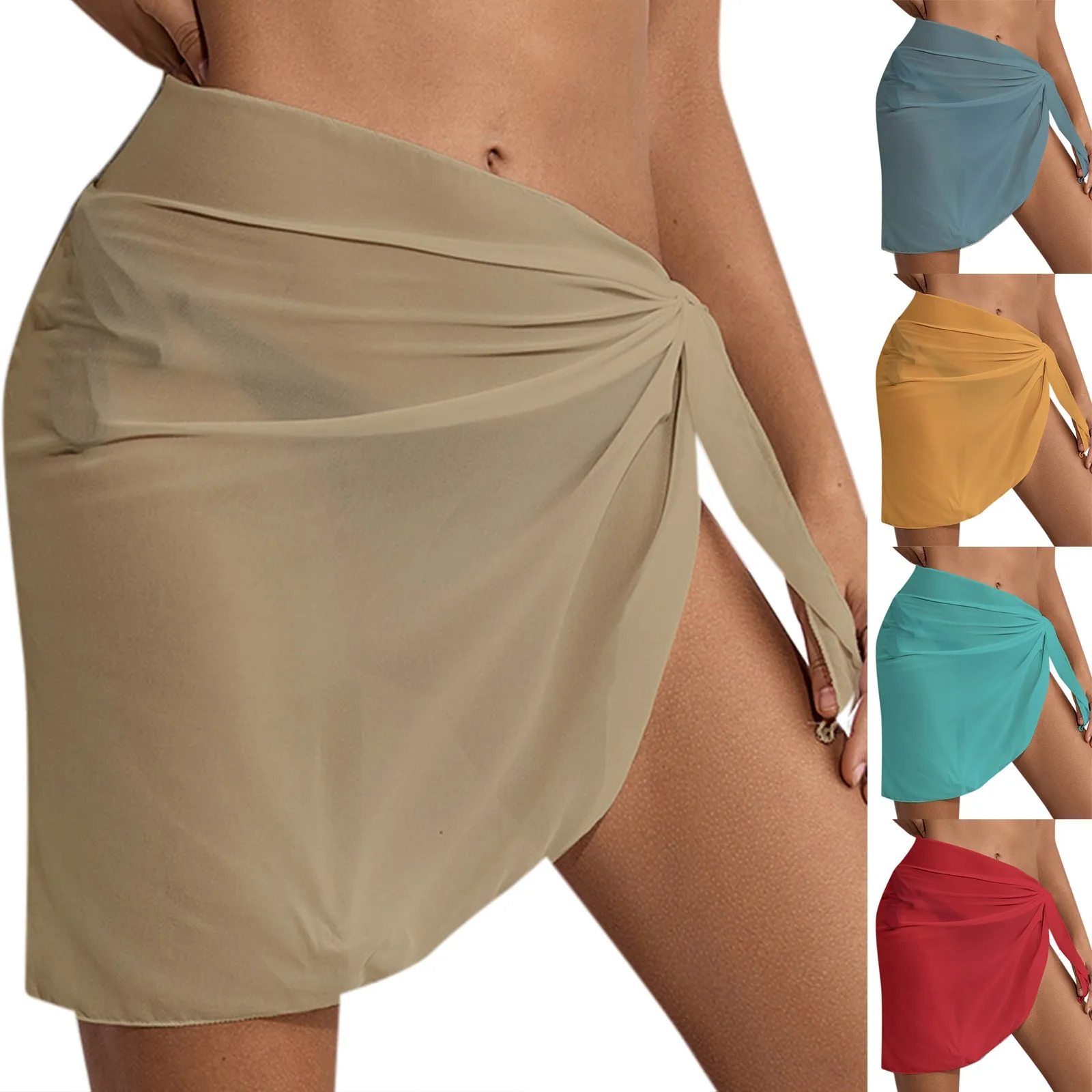 

Women Short Sarongs Swimsuit Coverups Beach Bikini Wrap Sheer Short Skirt Chiffon Scarf Cover Ups for Swimwear