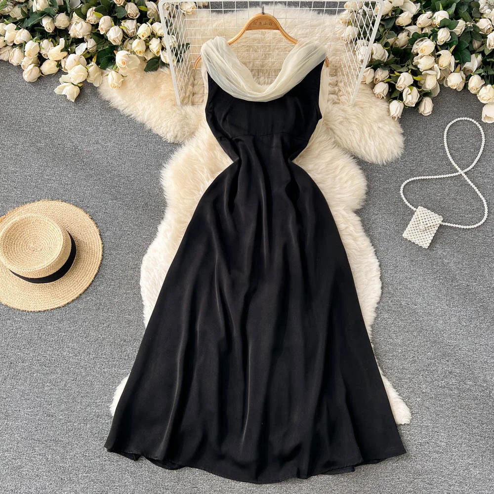 

French Gentle Wind High-end Temperament Niche Design Sense Waist Thin Imperial Sister Light Mature Large Swing Dress