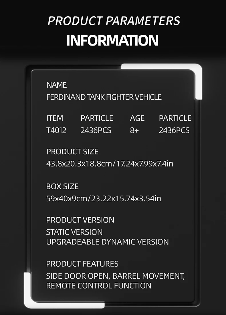 2436PCS Ferdinand Tank Building Blocks WW2 Classic Heavy Elephant Tank Model Bricks Collection Display Kid DIY Toy Birthday Gift 2436PCS Ferdinand Tank Building Blocks WW2 Classic Heavy Elephant Tank Model Bricks Collection Display Kid DIY Toy Birthday Gift