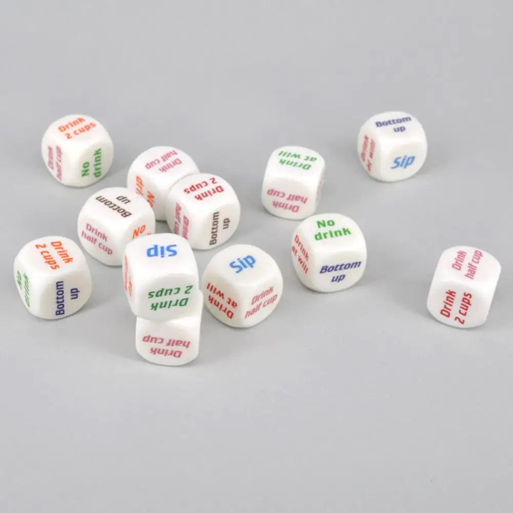 6Pcs Funny Drinking Sip Dice Game Party Bar Gift Toy English Design Acrylic Six Sides Versatile Dices
6Pcs Funny Drinking Sip Dice Game Party Bar Gift Toy English Design Acrylic Six Sides Versatile Dices