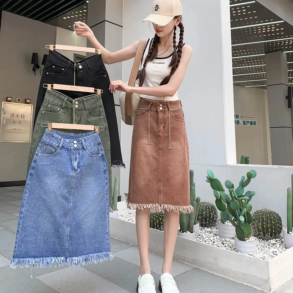 Denim Skirt Women 2023 Spring Summer Vintage High Waist All-match Split Denim Skirts Female Large Size Above Knee A-line Skirts
Denim Skirt Women 2023 Spring Summer Vintage High Waist All-match Split Denim Skirts Female Large Size Above Knee A-line Skirts
