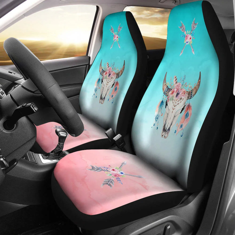 Boho Cow Skull Flowers and Arrows On Ombre Background Car Seat Covers,Pack of 2 Universal Front Seat Protective Cover
Boho Cow Skull Flowers and Arrows On Ombre Background Car Seat Covers,Pack of 2 Universal Front Seat Protective Cover