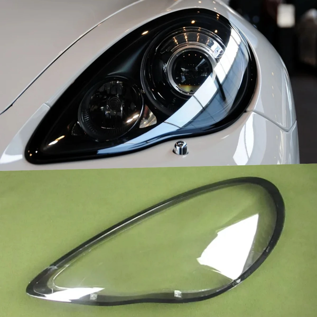 

For Porsche Panamera 970 Headlight Transparent Cover Lampshade Headlamp Lamp Shell Plexiglass Lens Black Edge 2010 2011 - 2013