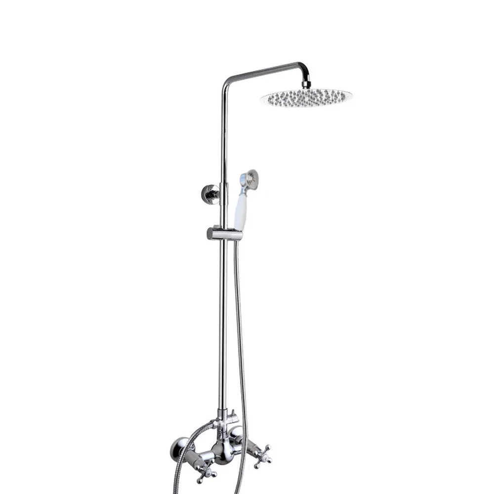 Chrome Brass Wall Mounted 8 Inch Rain Bathroom Rainfall Shower Faucet Set Double Handle Hand Spray Head Mixer Tap 2cy303
Chrome Brass Wall Mounted 8 Inch Rain Bathroom Rainfall Shower Faucet Set Double Handle Hand Spray Head Mixer Tap 2cy303