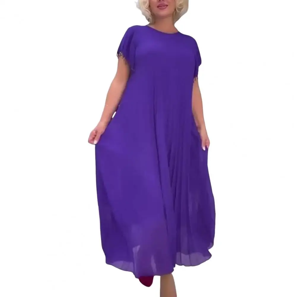 Lightweight Women Dress Elegant Chiffon Maxi Dress with Rhinestone Cuffs for Mid-aged Women Solid Color Dress
Lightweight Women Dress Elegant Chiffon Maxi Dress with Rhinestone Cuffs for Mid-aged Women Solid Color Dress