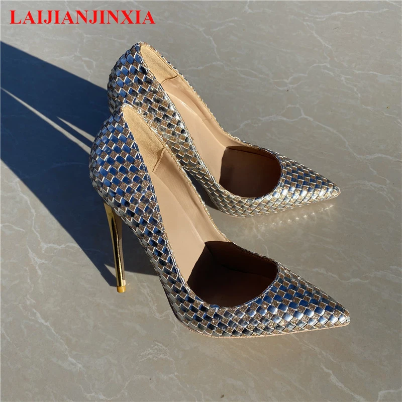 New Gold Women Stilettos High Heels Slip On Pointy Toe Silk Pumps Elegant Ladies Wedding Bridal Dress Shoes
New Gold Women Stilettos High Heels Slip On Pointy Toe Silk Pumps Elegant Ladies Wedding Bridal Dress Shoes