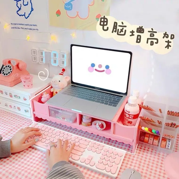 Pink girl heart tabletop lace computer shelf storage shelf notebook desk organization student storage box
Pink girl heart tabletop lace computer shelf storage shelf notebook desk organization student storage box