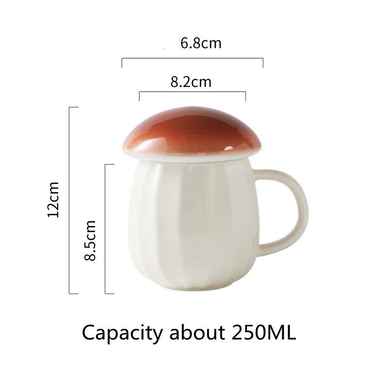 

Mushroom Mug Cute Kawaii Coffee Mugs Tea Cup Ceramic Heat-resistant With Handle Drinking Water Cup For Gift With Lid