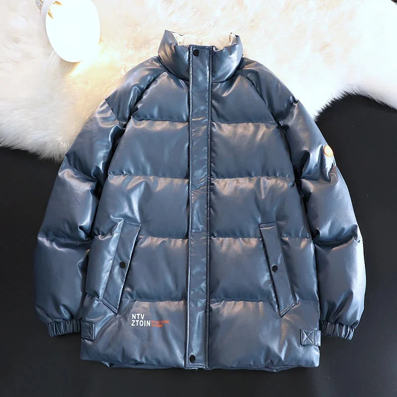 

Classic Solid Color Winter Warm Thicken Coat Glossy Leather Parkas Windproof Bubble Jacket Comfortable Puffer