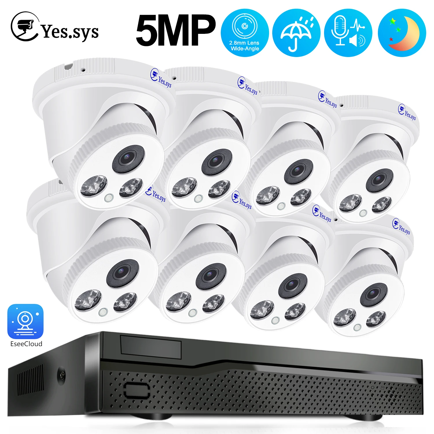 Eyes.sys 8 шт. 5 Мп камера безопасности ColorVu Dome 8CH POE NVR система видеонаблюдения 2,8 мм объектив двустороннее аудио для улицы водонепроницаемый
Eyes.sys 8 шт. 5 Мп камера безопасности ColorVu Dome 8CH POE NVR система видеонаблюдения 2,8 мм объектив двустороннее аудио для улицы водонепроницаемый
