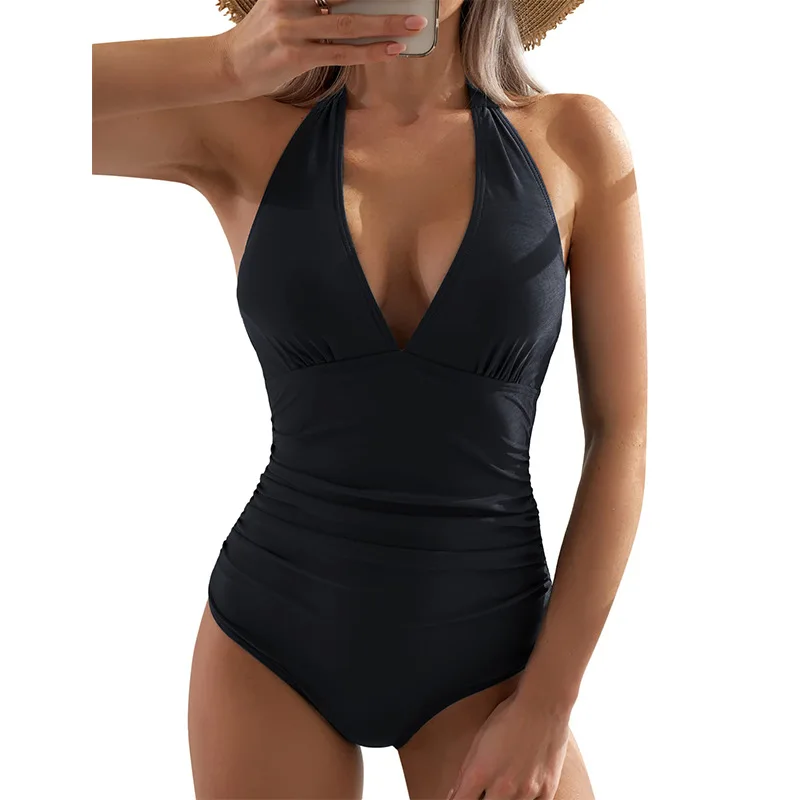 

Женский сексуальный купальный костюм с v-образным вырезом, европейский и американский треугольный купальник, Цельный купальник с вырезом на спине