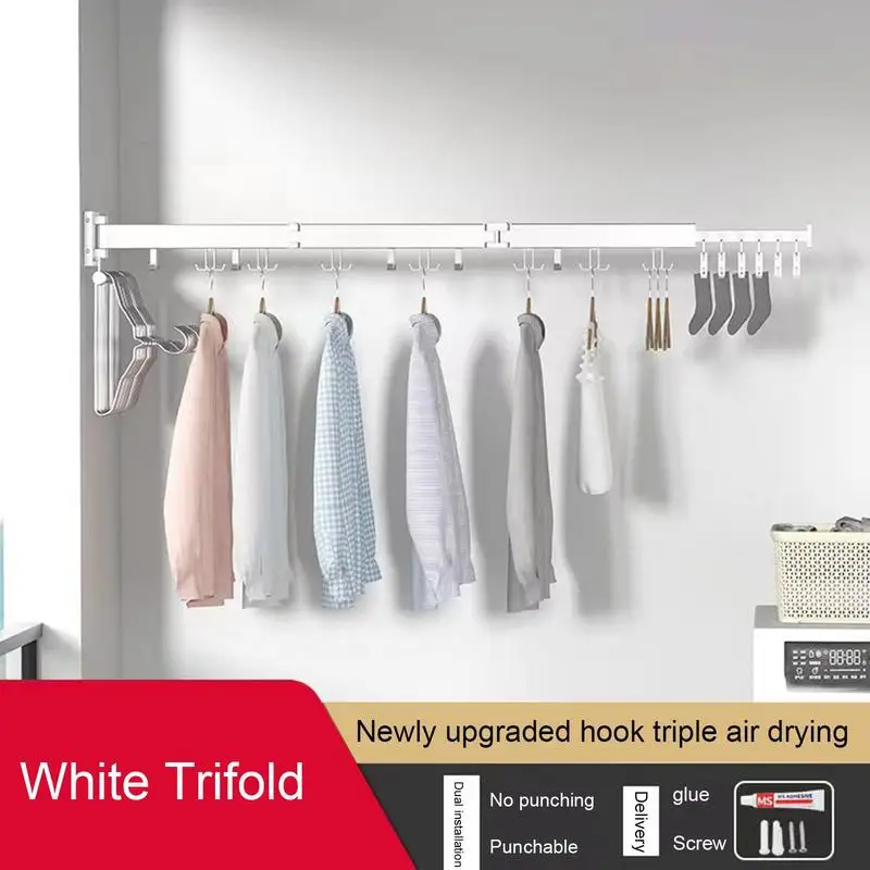 Home Retractable Clothes Hanger Wall Mounted Clothes Stand Strong Load-Bearing Garment Rack With Hooks Clothes Stand For Balcony
Home Retractable Clothes Hanger Wall Mounted Clothes Stand Strong Load-Bearing Garment Rack With Hooks Clothes Stand For Balcony