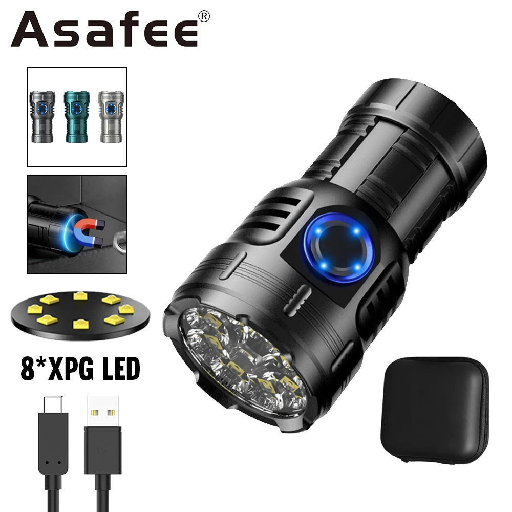 

Asafee F80 XPG LED 3000LM Floodlight SOS Red Light Torch 8CM Mini Flashlight Rechargeable Lamp Tail Magnetic Outdoor Camping