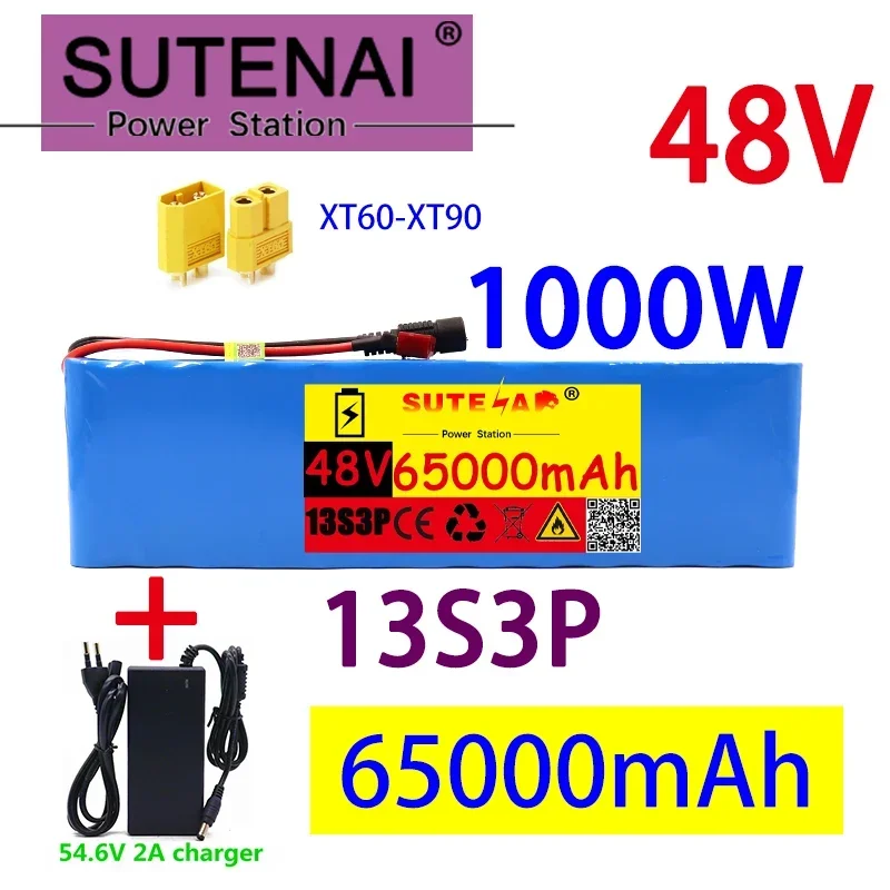 48v65ah 1000W 13s3p 48V lithium ion battery pack for 54.6V electric bicycle scooter with BMS + 54.6V charger
48v65ah 1000W 13s3p 48V lithium ion battery pack for 54.6V electric bicycle scooter with BMS + 54.6V charger