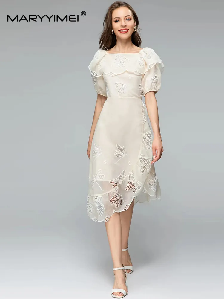 MARYYIMEI Spring Summer Fashion Women's Grace dress Square Collar Mesh Hollow Out Embroidery Holiday Party Asymmetrical Dresses
MARYYIMEI Spring Summer Fashion Women's Grace dress Square Collar Mesh Hollow Out Embroidery Holiday Party Asymmetrical Dresses