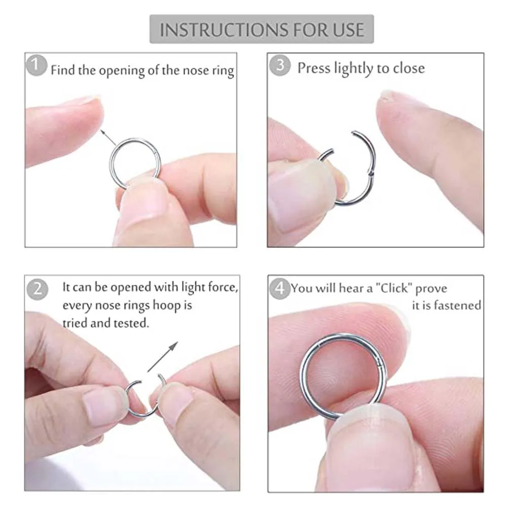 Wholesale 316L Stainless Steel Hoop Earring Nose Ring For Women Lip Ear Hoop Punk Basic Nose Accessories Wholesale 316L Stainless Steel Hoop Earring Nose Ring For Women Lip Ear Hoop Punk Basic Nose Accessories