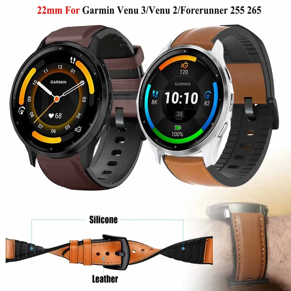 22mm Leather+Silicone Strap Wristband for Garmin Venu 3 Vivoactive 4 Venu 2 Bracelet Band For Forerunner 255 265 745 Accessories
22mm Leather+Silicone Strap Wristband for Garmin Venu 3 Vivoactive 4 Venu 2 Bracelet Band For Forerunner 255 265 745 Accessories