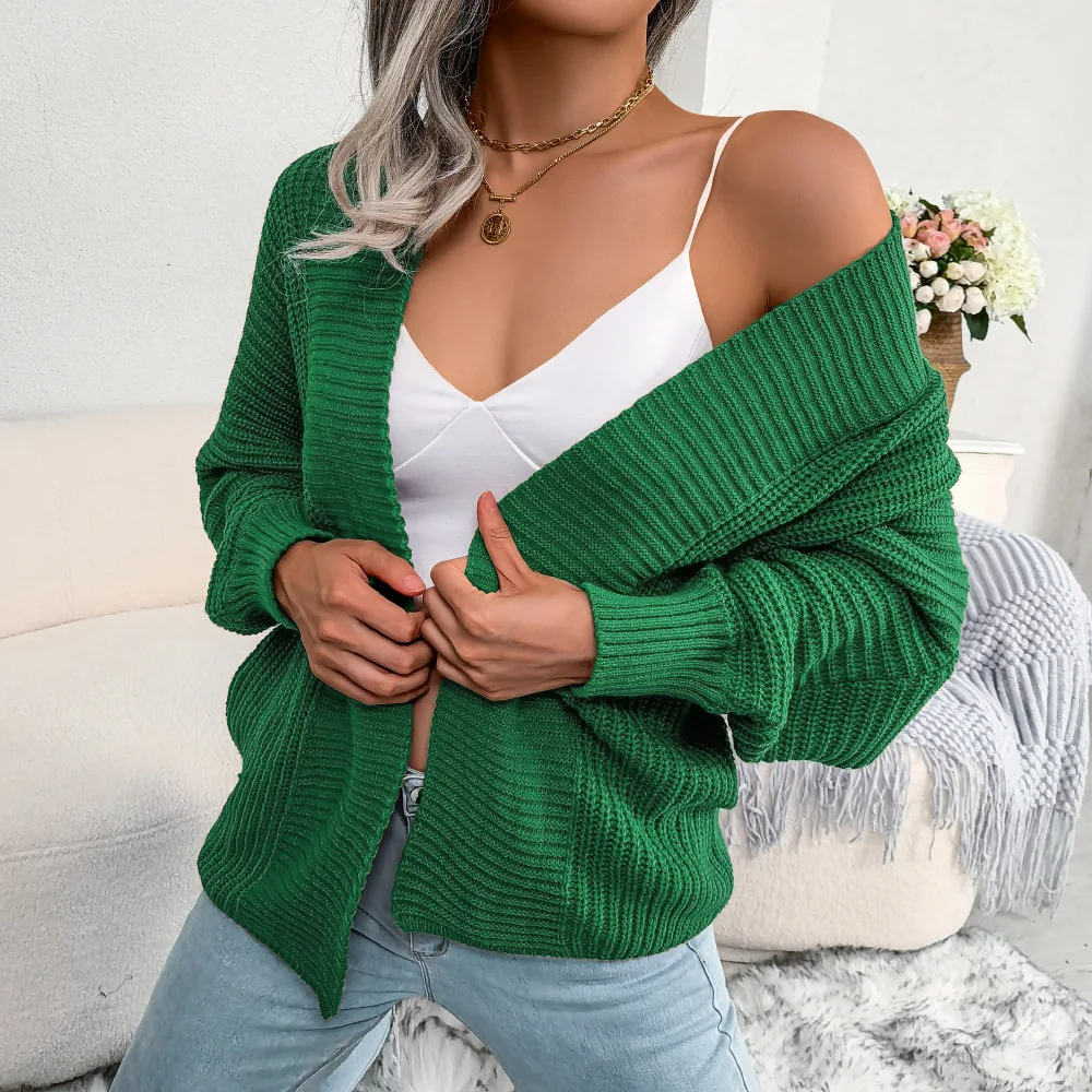 Women Loose Cardigan Open Stitch Long Sleeve cardigan Solid Green Brown Black V-Neck Autumn Outwear Sweater Women Coat Jacket
Women Loose Cardigan Open Stitch Long Sleeve cardigan Solid Green Brown Black V-Neck Autumn Outwear Sweater Women Coat Jacket