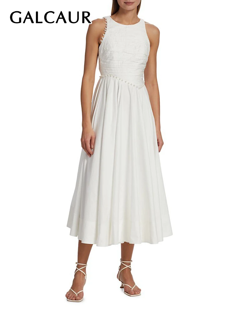 GALCAUR Temperament Slim Dresses For Women O Neck Sleeveless Off Shoulder High Waist Patchwork Pearl Midi Dress Female Summer
GALCAUR Temperament Slim Dresses For Women O Neck Sleeveless Off Shoulder High Waist Patchwork Pearl Midi Dress Female Summer