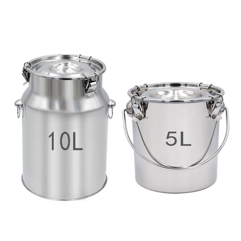 

5/10L Stainless Steel Cow Milk Bucket Farm Cows Goats Vacuum Pump Bucket Pasture Cow Sheep Electric Milking Machine Accessories
