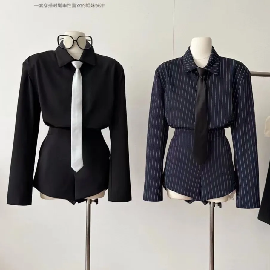 

ZHISILAO New 2 Pics Sets Women Blazer Sets and Mini Shorts Women Office Lady Spring 2024 Tracksuit