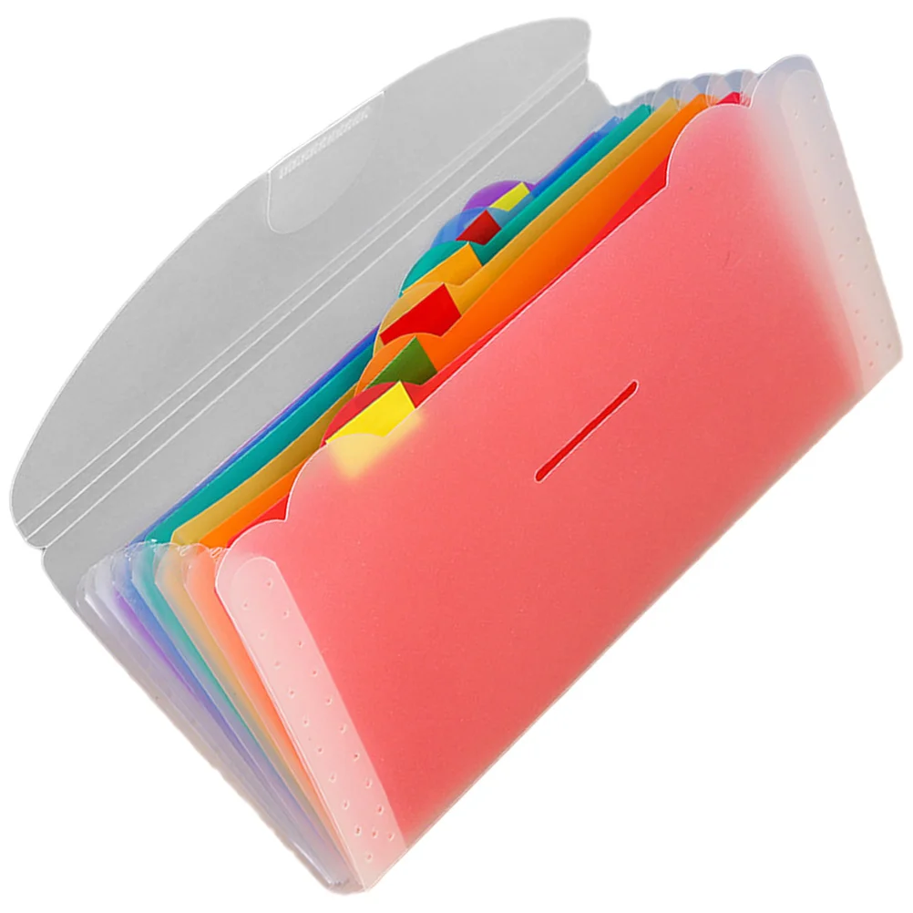 

Accordion File Manager Bill Storage Bag Mini 7-grid Rainbow Folder Frosted Pp Multi-layer Receipt Organizer Portable Document