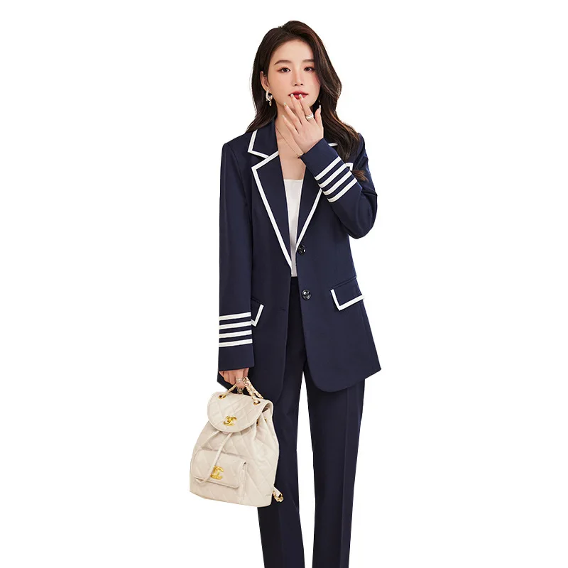 High Quality Preppy Style Two Piece Sets Womens Spring Long Sleeve Patchwork Loose Blazer and Straight Trouser Pant Elegant Suit
High Quality Preppy Style Two Piece Sets Womens Spring Long Sleeve Patchwork Loose Blazer and Straight Trouser Pant Elegant Suit